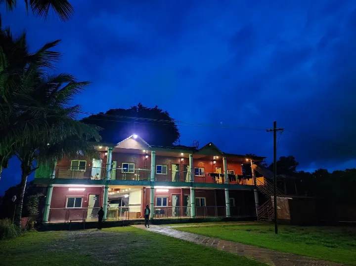 The resort lit up in the evening